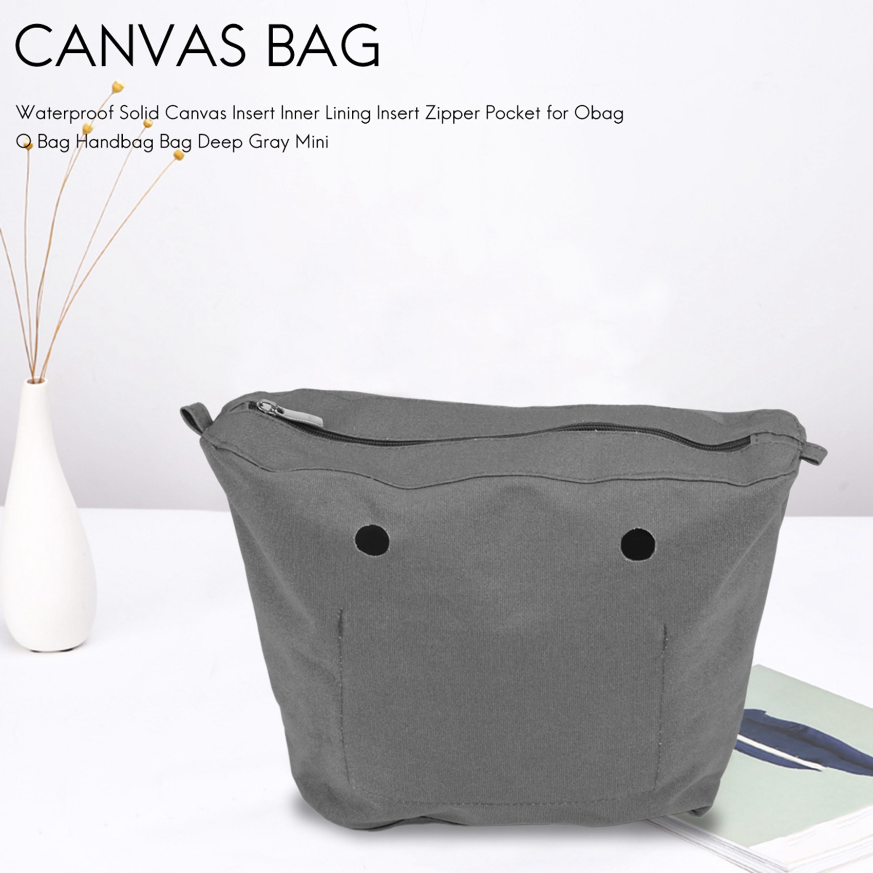 Handbags - Abqr inserção de lona sólida à