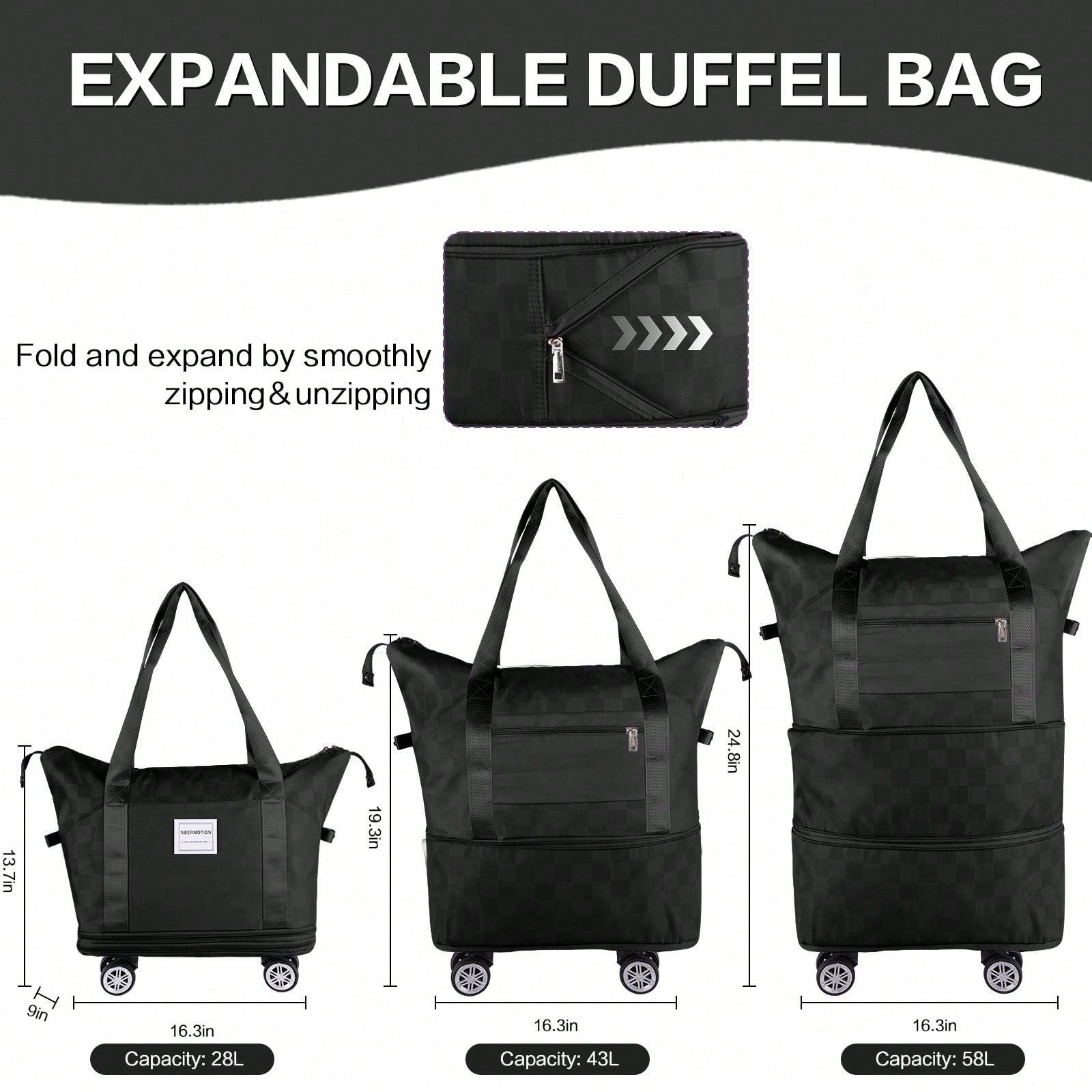 Mala de viagem expansível com  - Foldable Rolling Luggage Bag avaliação e preço