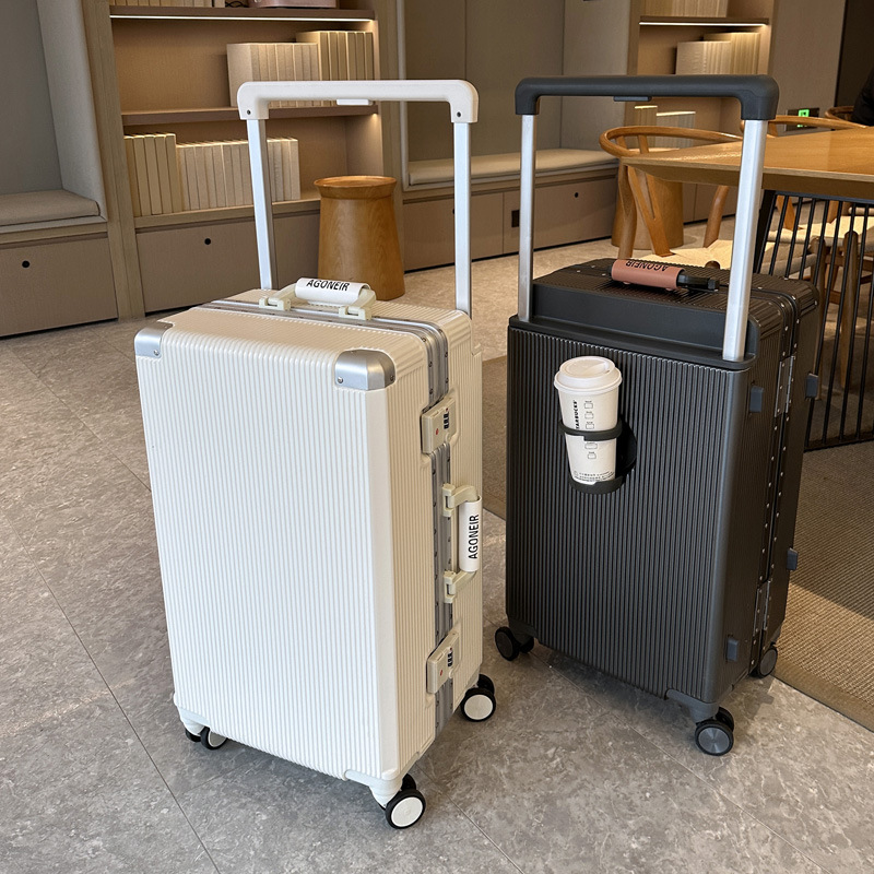 Mala de viagem com alça larga  - Aluminum Frame Carry On Luggage avaliação e preço